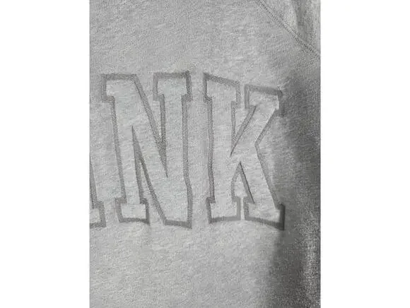 Victorias Secret Pink Grey raised logo sweater crew SMALL - Picture 3 of 5